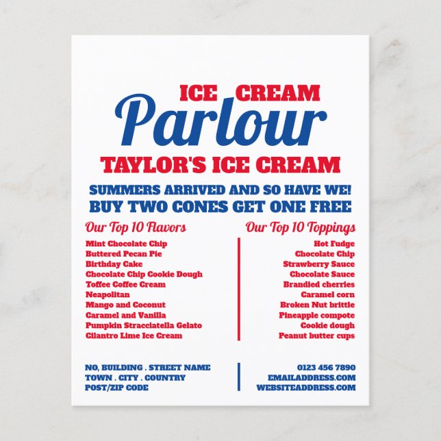 Modern Ice Cream Parlour Advertising Flyer (Front)