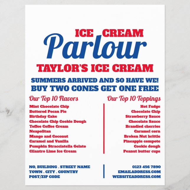 Modern Ice Cream Parlour Advertising Flyer (Front)
