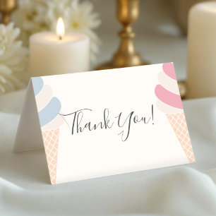 Modern Ice Cream Pastel Color Gender Reveal Thank You Card