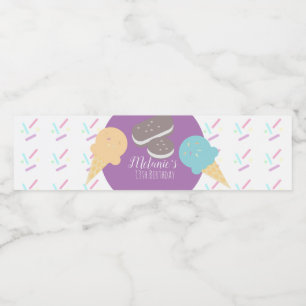 Modern Ice Cream Sprinkles Confetti Birthday Water Bottle Label