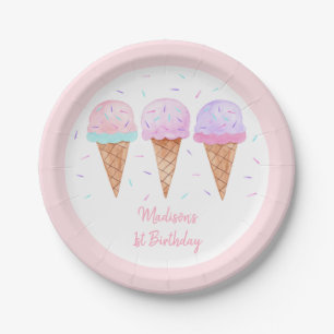 Modern Ice Cream Truck Birthday Paper Plate