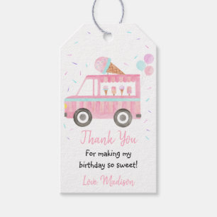 Modern Ice Cream Truck Birthday Thank You Gift Tags