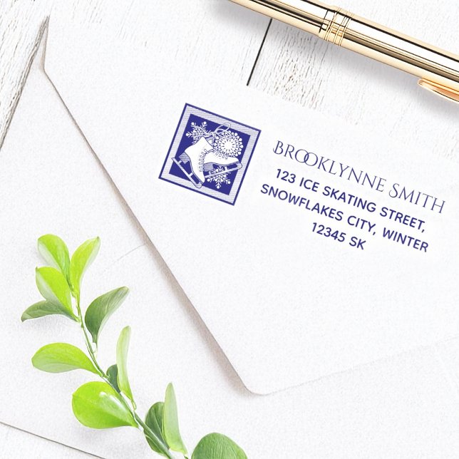 Modern Ice Skating Return Address Self-inking Stamp (Creator Uploaded)