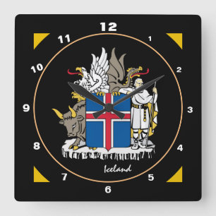 Modern Icelandic Flag & Iceland trendy / design Square Wall Clock