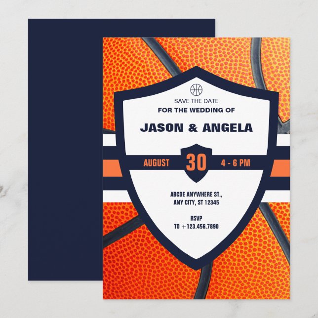 Modern iconic basketball logo wedding  save the date (Front/Back)