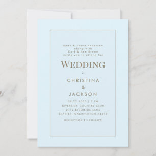 Modern Icy Blue Both Parents Wedding Invitation