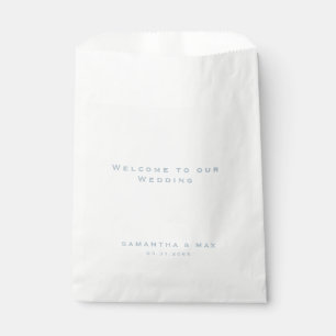 Modern Icy Blue Text White Wedding Welcome Favour Bag