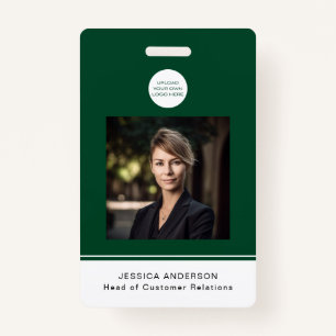 Modern ID Card Green Minimal Logo Photo QR Code Badge