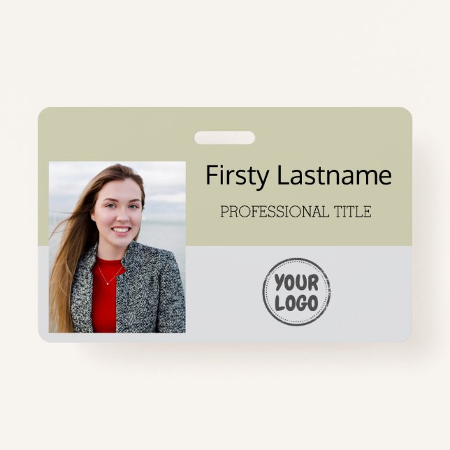 Modern ID Card | Logo Photo Business Employee  Badge (Front)