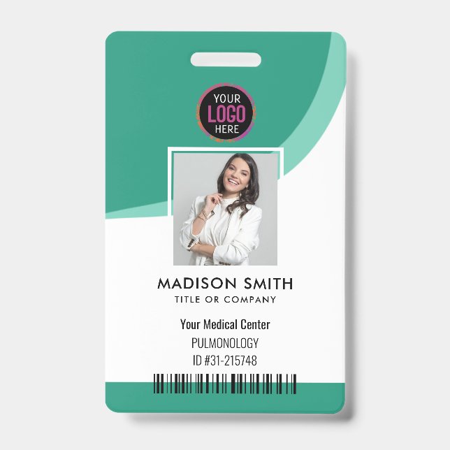 Modern ID Card | Minimalist Business Employee QR B Badge (Front)