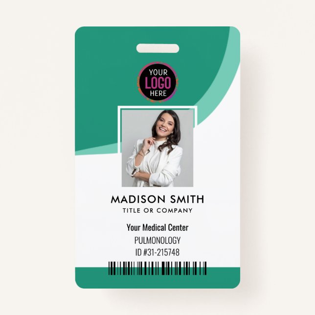 Modern ID Card | Minimalist Business Employee QR B Badge (Front)