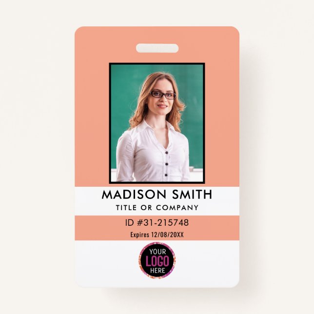 Modern ID Card | Minimalist Business Employee QR B Badge (Front)