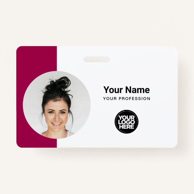 Modern ID Card Minimalist QR Round Photo Badge (Front)