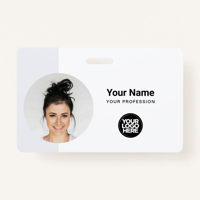 Modern ID Card Minimalist QR Round Photo Badge (Front)