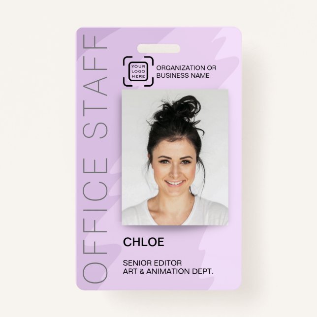 Modern ID Card Office Staff Employee Barcode Logo Badge (Front)