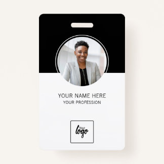 Modern ID Custom Logo Employee Photo Personalized Badge
