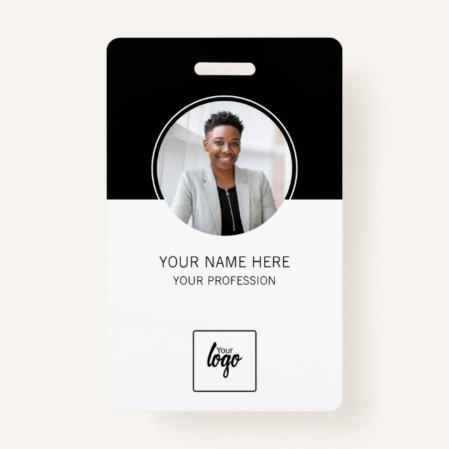 Modern ID Custom Logo Employee Photo Personalized Badge (Front)