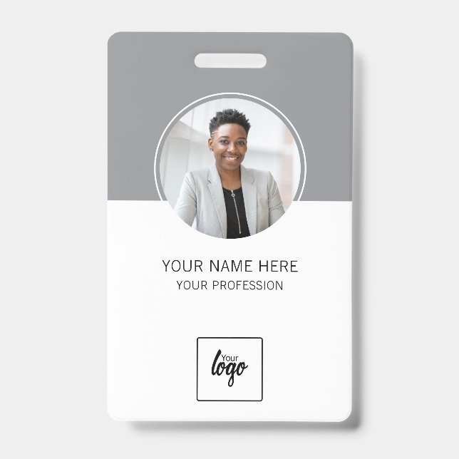 Modern ID Custom Logo Employee Photo Personalized Badge (Front)