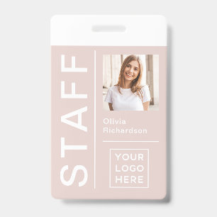 Modern ID for Company Staff   Blush Photo and Logo Badge