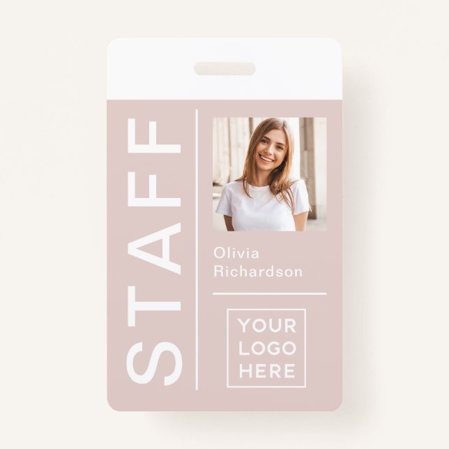 Modern ID for Company Staff | Blush Photo and Logo Badge (Front)