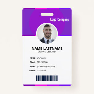 Modern ID Identification Card Photo Badge