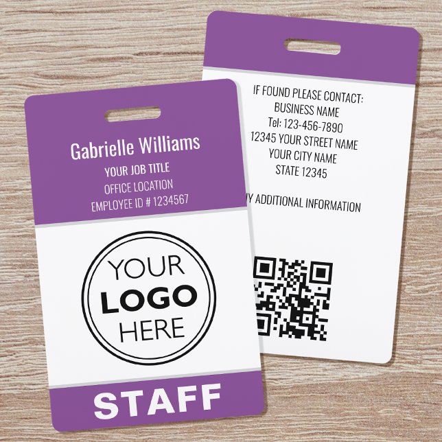 Modern ID Logo Security Staff Pass Purple Custom Badge (Creator Uploaded)