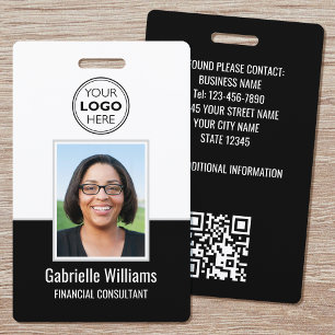 Modern ID Photo Business QR Security Black Badge