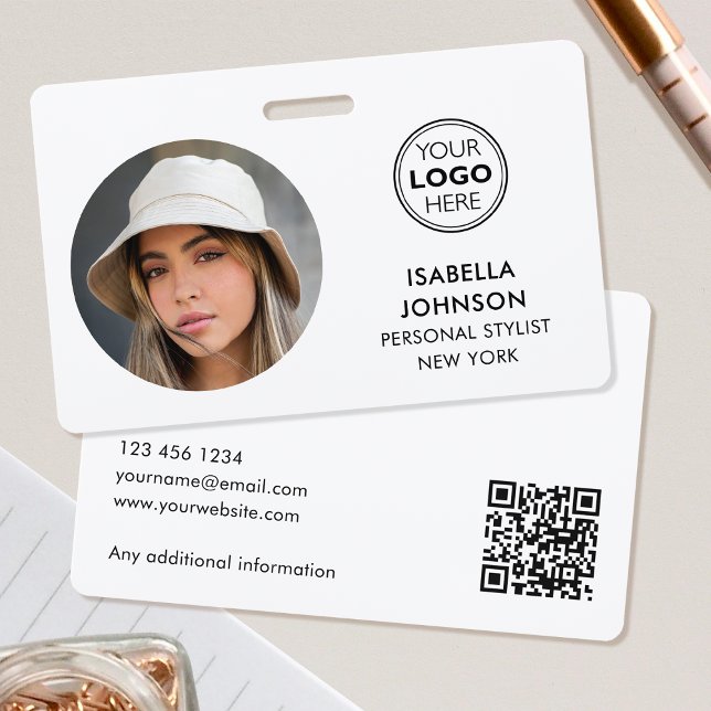 Modern ID Photo Logo QR Code White Security Badge (Creator Uploaded)