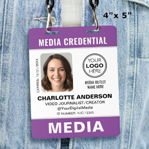 Modern ID Photo Media Press Logo Security Purple Badge