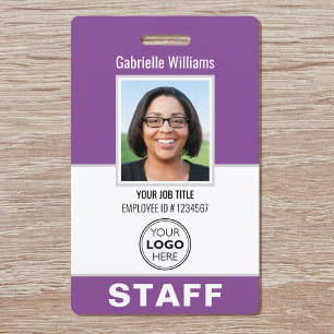 Modern ID Photo Security Staff Pass Purple Custom Badge