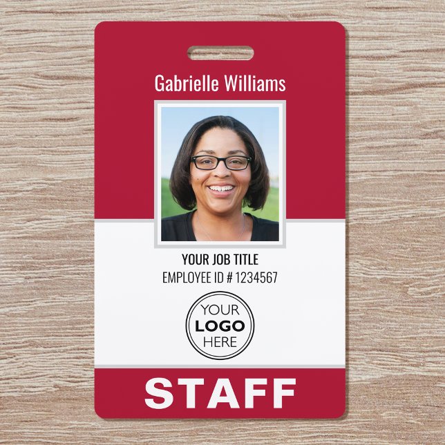 Modern ID Photo Security Staff Pass Red Custom Badge (Creator Uploaded)