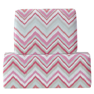Modern Ikat Chevron Stripe Abstract Pink Green Wrapping Paper