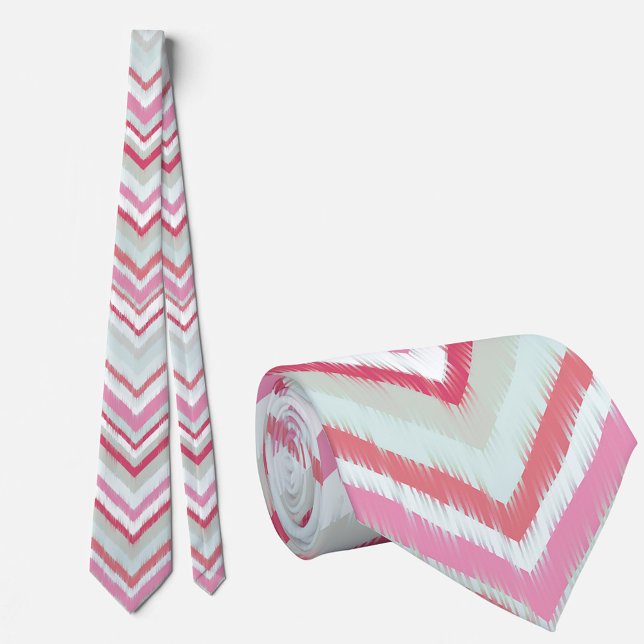 Modern Ikat Chevron Zig Zag Pattern Tie (Modern Ikat chevron zigzag stripe pattern neck tie)