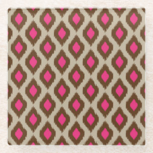 Modern ikat pattern glass coaster
