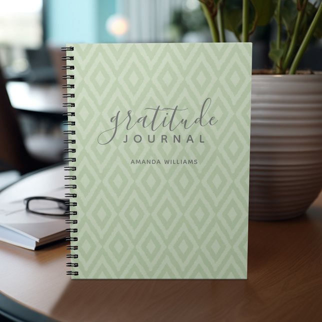 Modern Ikat Pattern Gratitude Journal CHOOSE COLOR (Gratitude notebook - personalize with your name or other text)