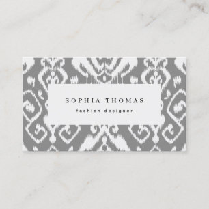Modern ikat pattern grey professional business car card