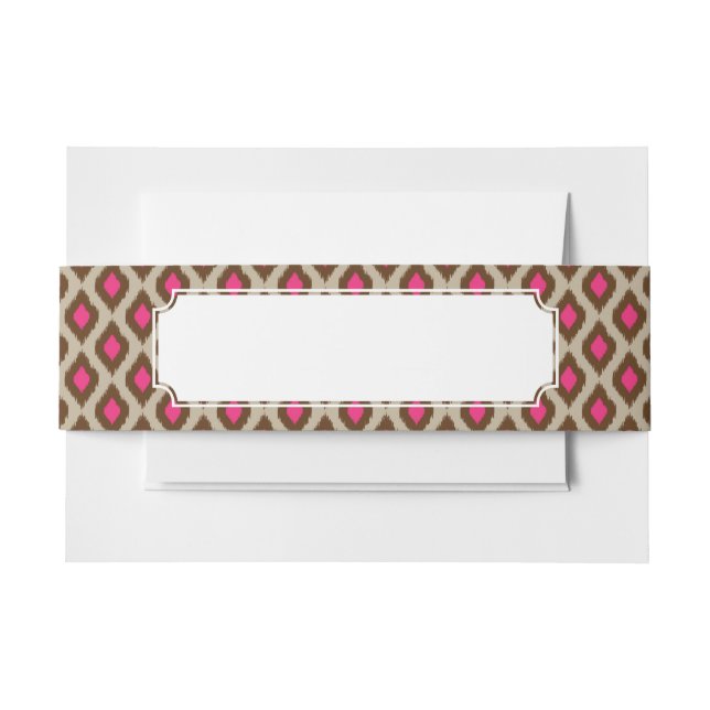 Modern ikat pattern invitation belly band (Front Example)