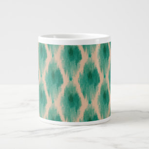 Modern Ikat Pattern Mug   Teal & Clay Boho Design
