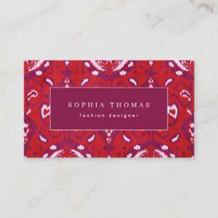Modern ikat pattern red professional business card