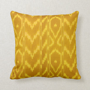 Modern Ikat Tribal Chevron   deep yellow canary Throw Pillow