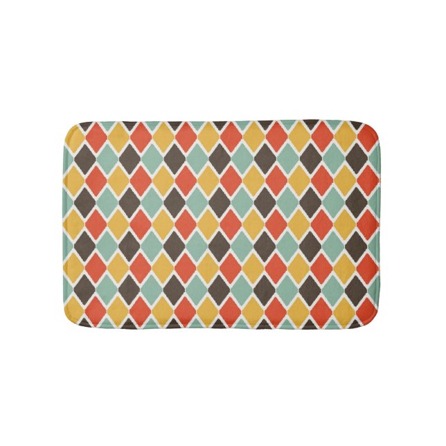 Modern ikat tribal fashion pattern bath mat (Front)