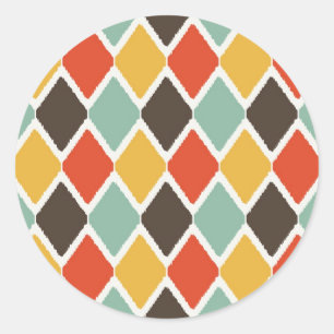Modern ikat tribal fashion pattern classic round sticker