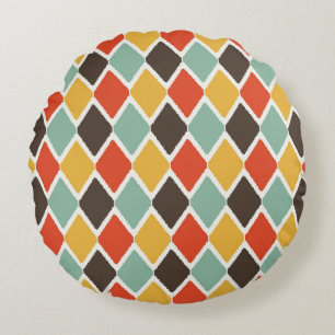 Modern ikat tribal fashion pattern round pillow