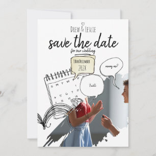 Modern Illustrated Love Story Minimal Courthouse Save The Date