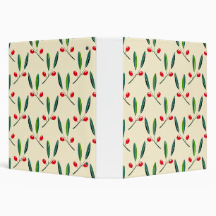 Modern Illustrated Red Berries Pattern Binder