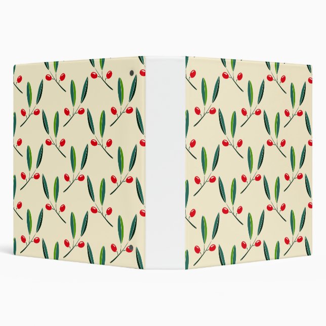 Modern Illustrated Red Berries Pattern Binder (Background)