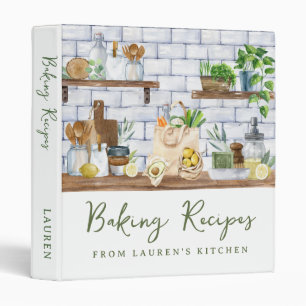 Modern Illustrated Watercolor Baking Recipes Binder