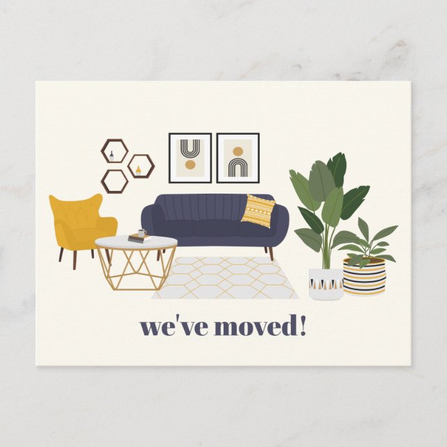 Modern Illustration We Moved New Home Address  Postcard (Front)