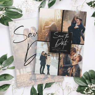 Modern Image Collage Black Save The Date