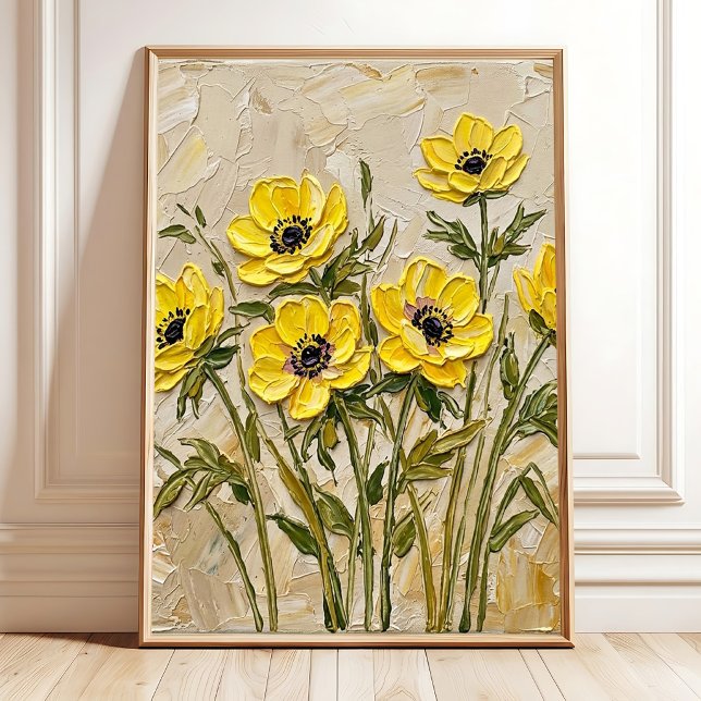 Modern Impasto Anemone Wall Art Canvas Print (Creator Uploaded)